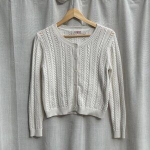CUMAR Italy Cream Cropped Cable Knit Cardigan XS
